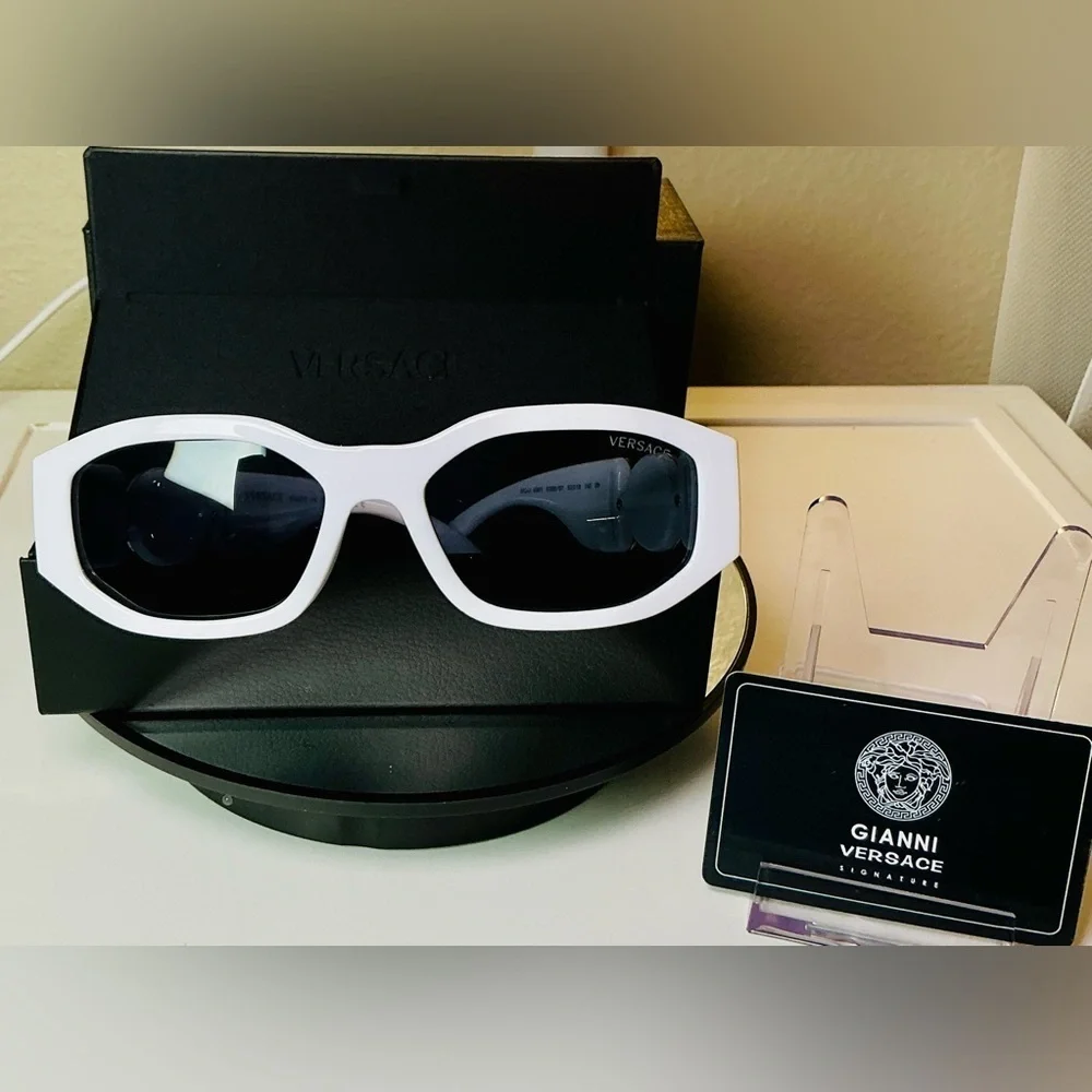 Versace Medusa White Tinted Lens Sunglasses Authentic